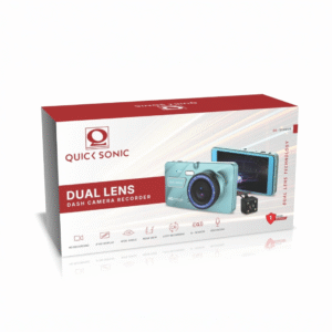 Quick Sonic QS-5130DVR Dual Lens Dash Camera Recorder – 4″ HD Display, 1080P Recording, G-Sensor, Wide Angle